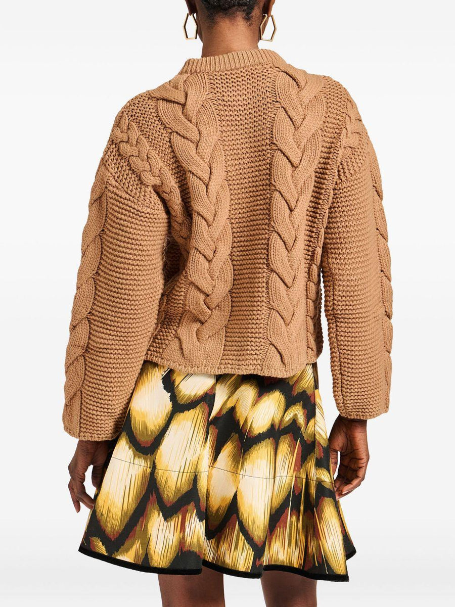Cardigan Cable Knit Brown Wool Cardigans