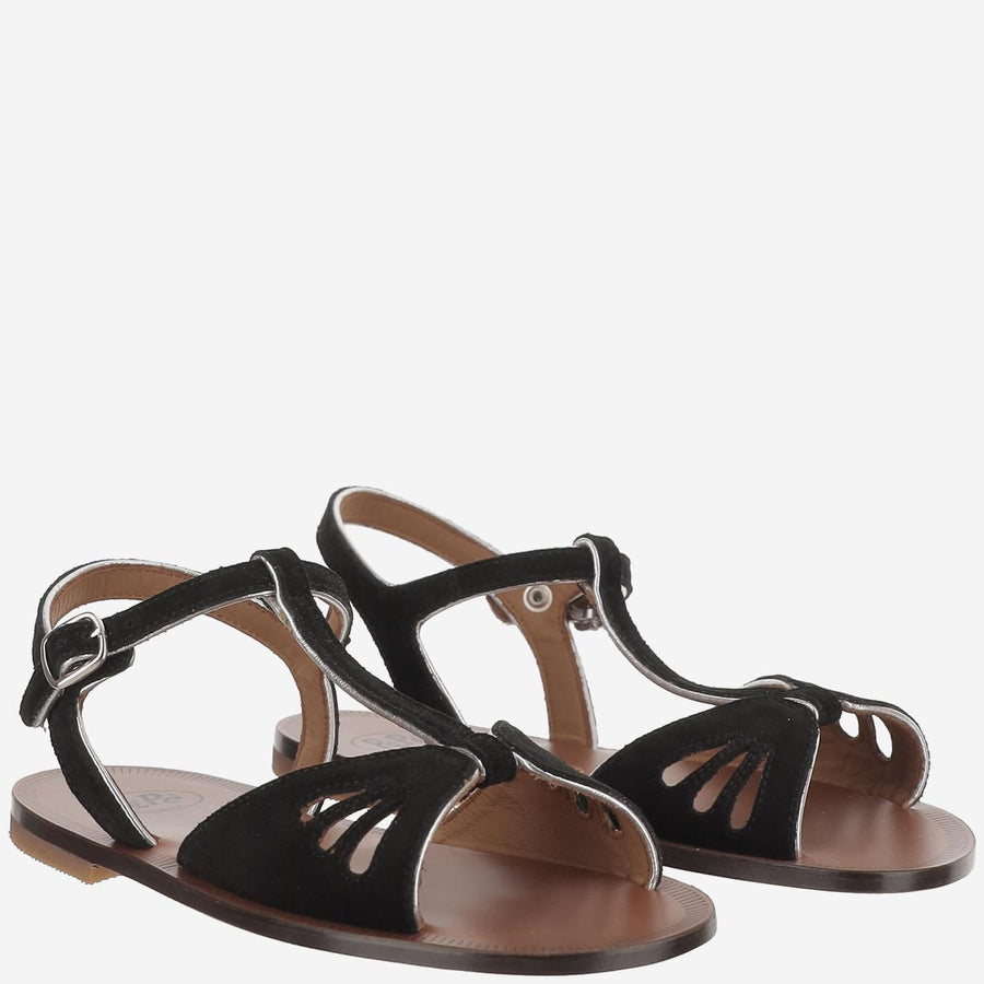 Leather Cage Sandals Black