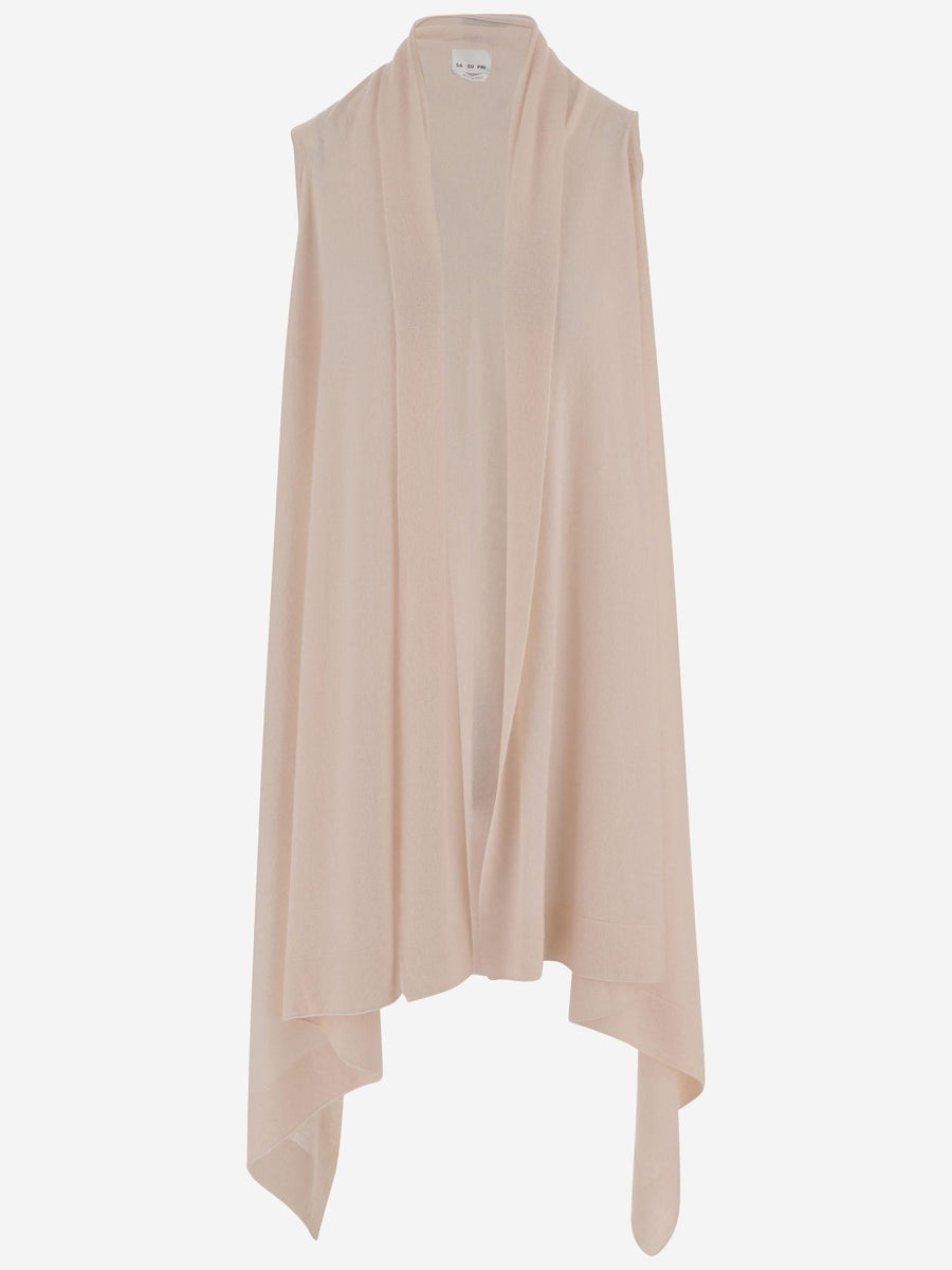 Long Cashmere And Silk Knit Light Pink Knitwear