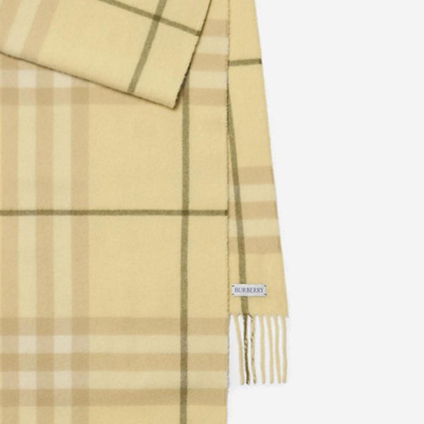 Cashmere Scarf With Check Pattern Yellow