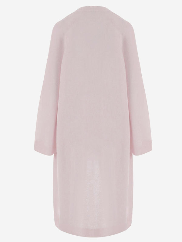 Long Open Cashmere And Silk Knit Pink Knitwear