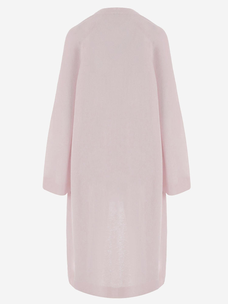 Long Open Cashmere And Silk Knit Pink Knitwear