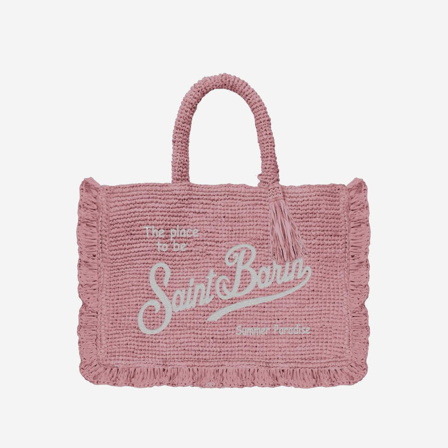 Shoulder Bag Volant Raffia Pink
