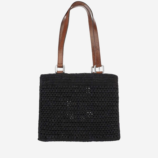 Irina Bag Black Straw Shoulder