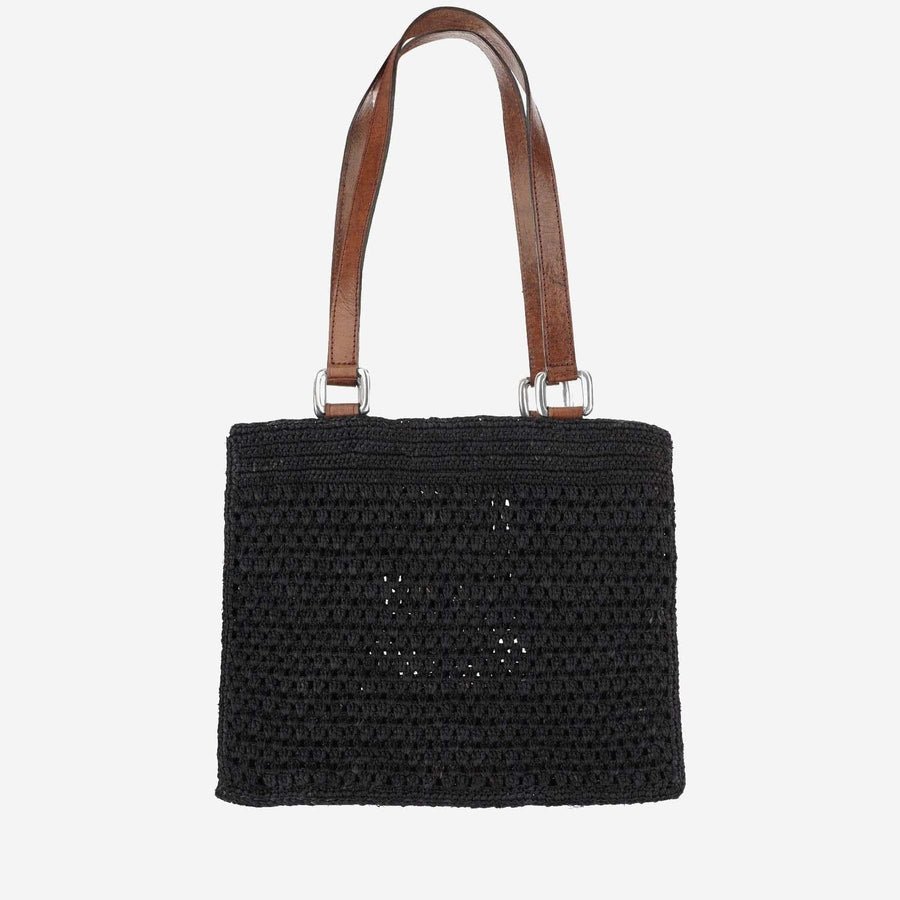 Irina Bag Black Straw Shoulder