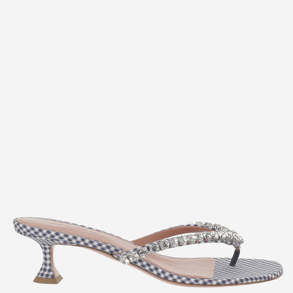 Satin Sandals Gigi Navy Textile