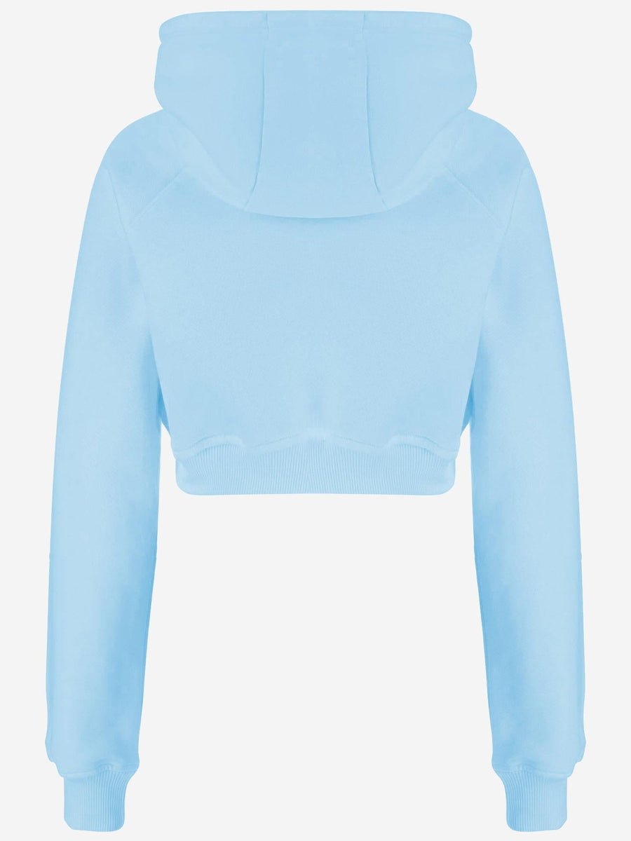 Cropped Cotton Sweatshirt Light Blue