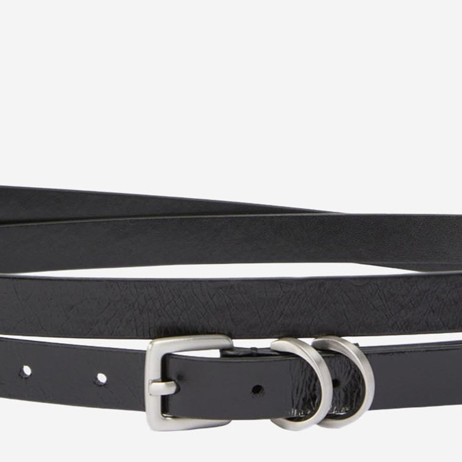 Leather Belt With Logo Black