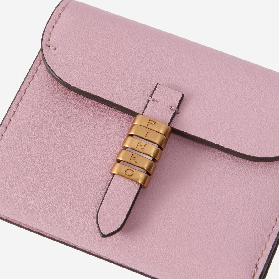Leather Wallet With Pinko Lettering Pink & Purses