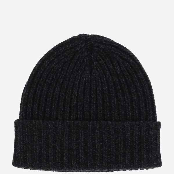 Wool Beanie With Logo Black Hat