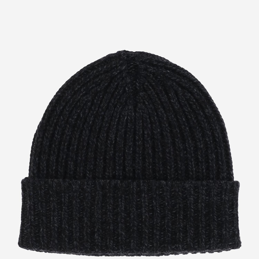 Wool Beanie With Logo Black Hat