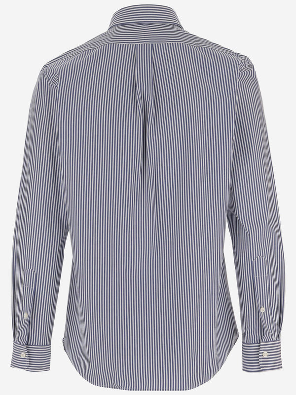 Shirt Stretch Cotton Striped Blue