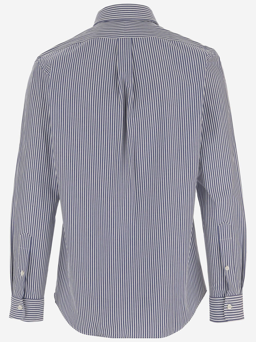 Shirt Stretch Cotton Striped Blue