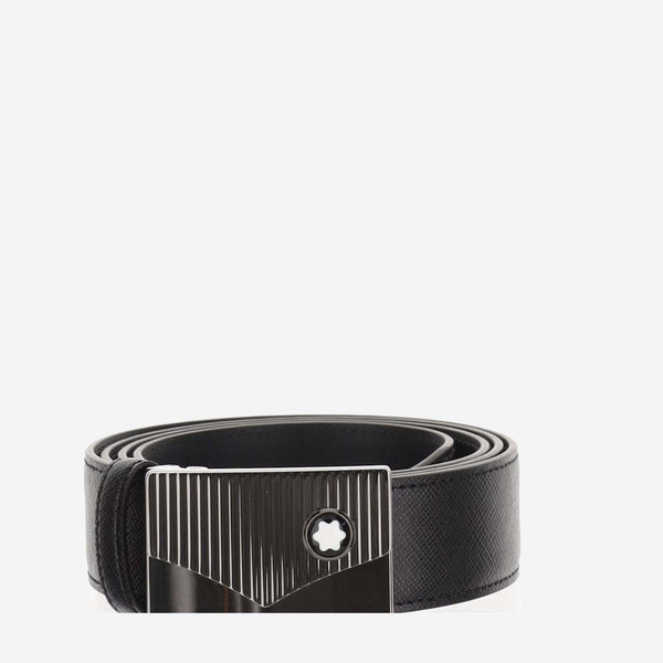 Leather Belt With Emblem Black