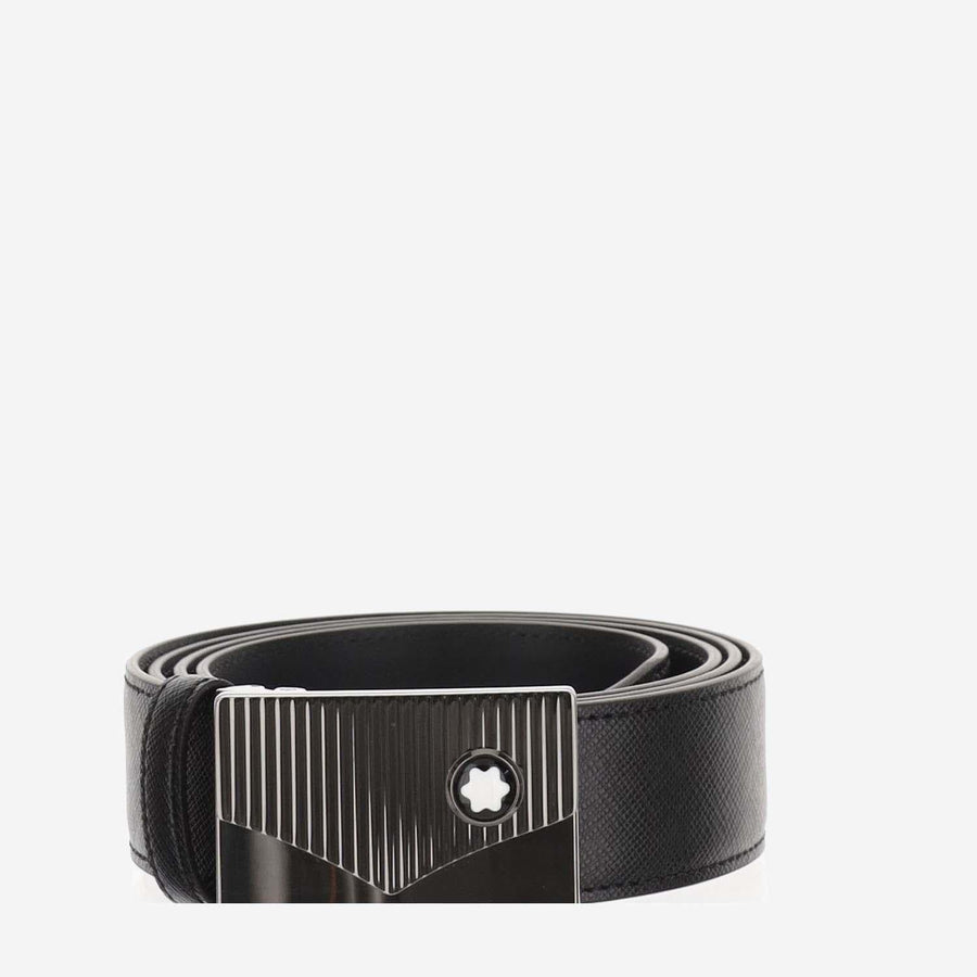 Leather Belt With Emblem Black