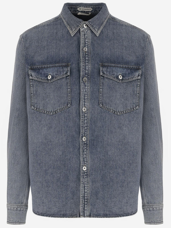 Cotton Denim Shirt With Logo Main