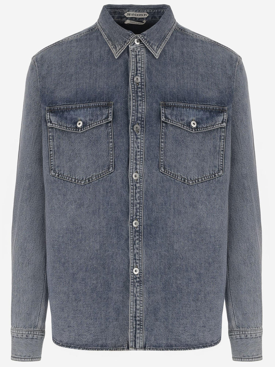 Cotton Denim Shirt With Logo Main