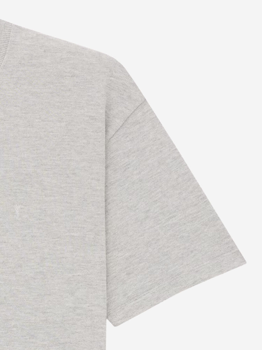 Cotton Piqué T-Shirt With Logo Grey T-shirts