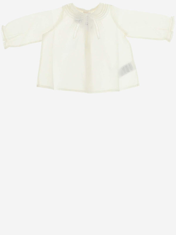 Blouse With Lace Details White Knitwear