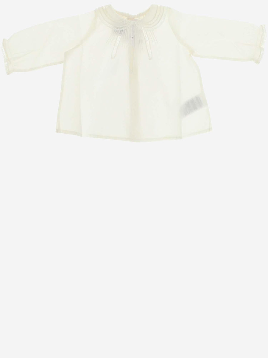 Blouse With Lace Details White Knitwear