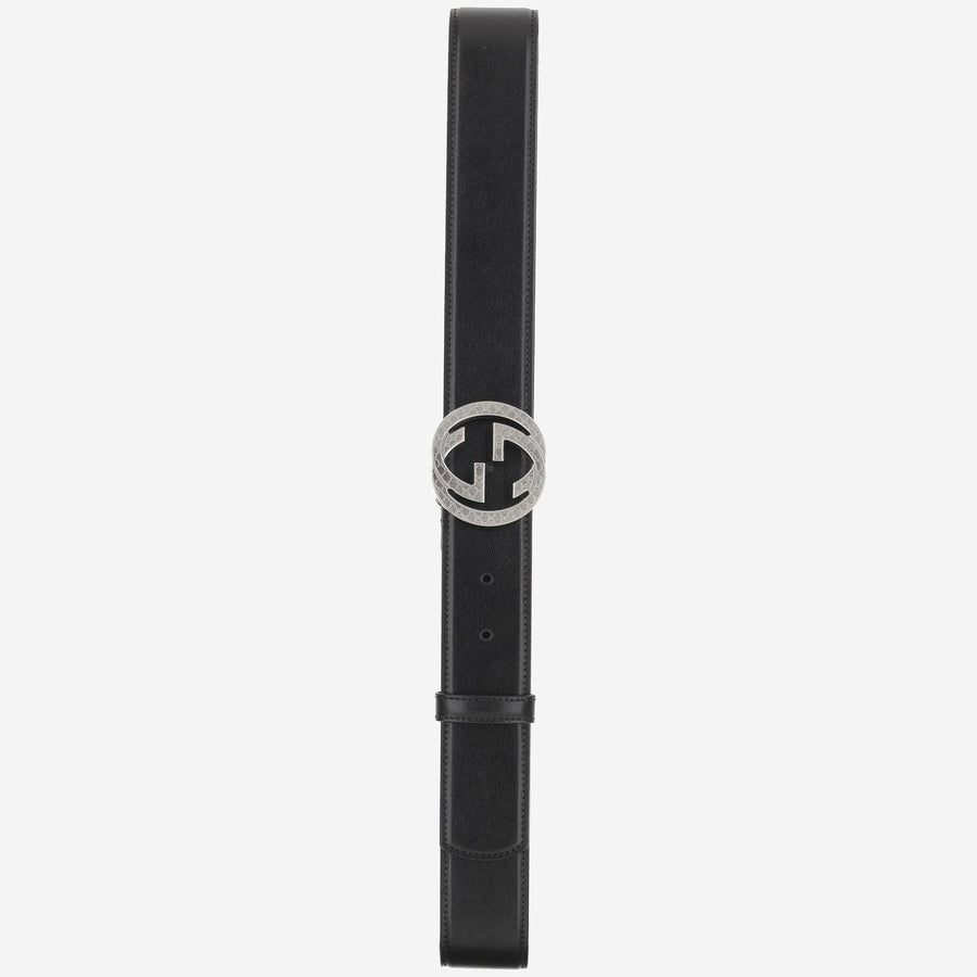 Leather Belt Gg Black Calfskin
