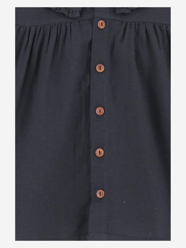 Navy Cotton And Viscose Shirt Dress