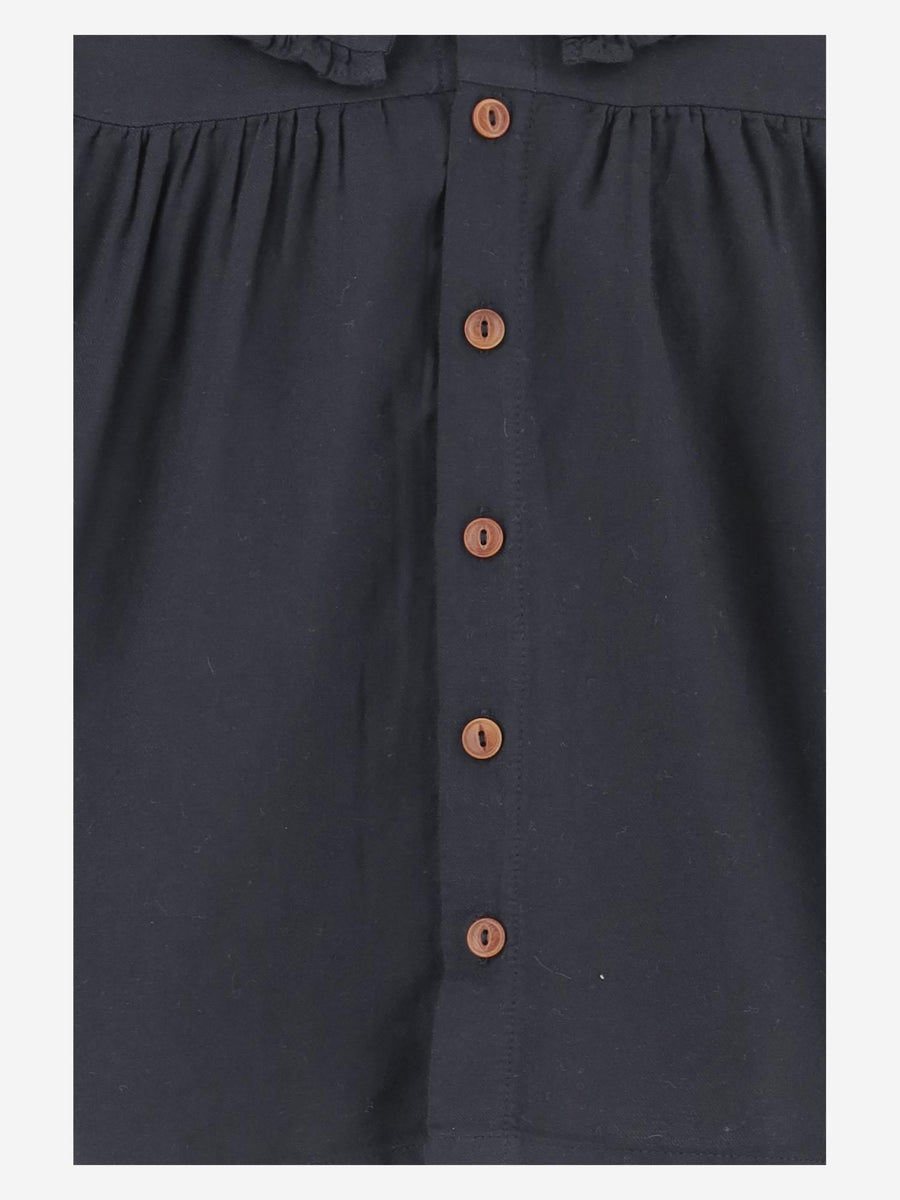 Navy Cotton And Viscose Shirt Dress