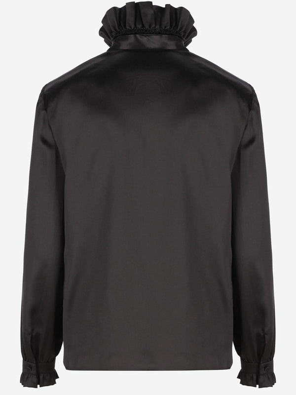 Shirt With Ruffles Black Silk