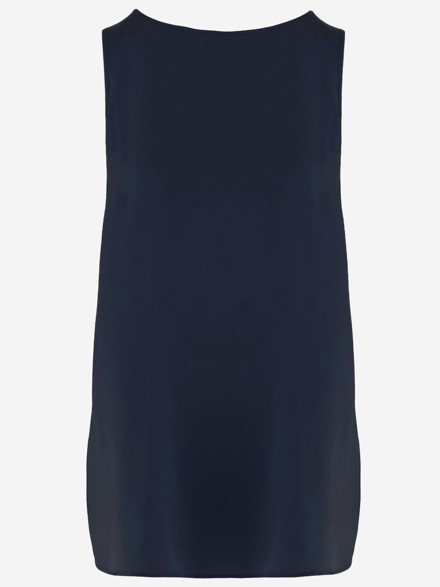 Stretch Silk Top Navy Tops
