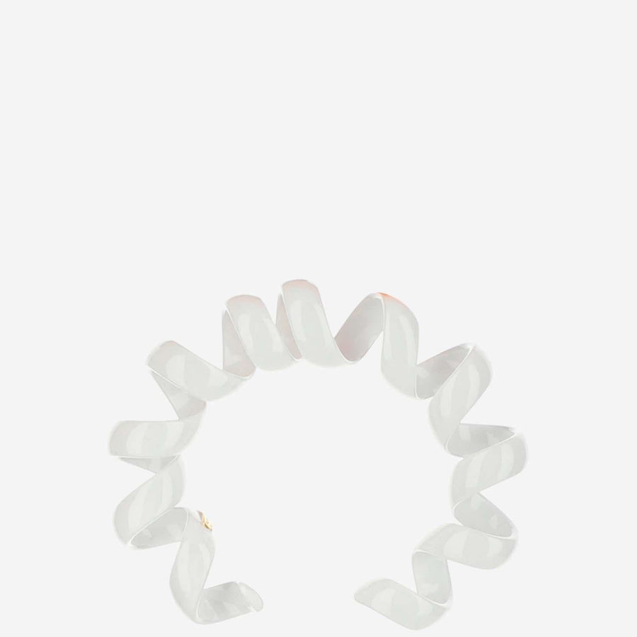 Cuff Bracelet Coiled White Silver
