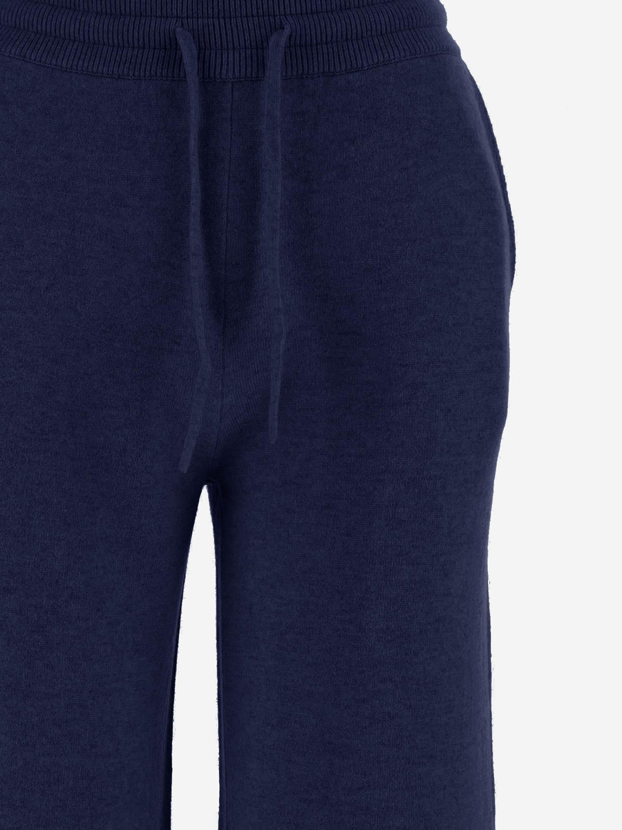 Cashmere Wide Leg Pants Navy Trousers