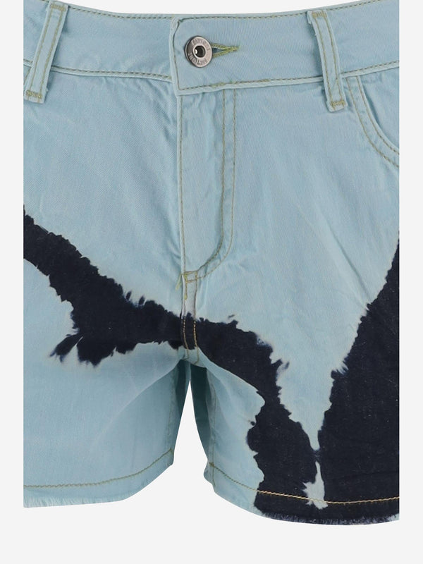 Cotton Shorts Tie-Dye Light Blue