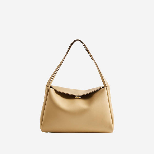Shoulder Bag Beige Vegan Fabric