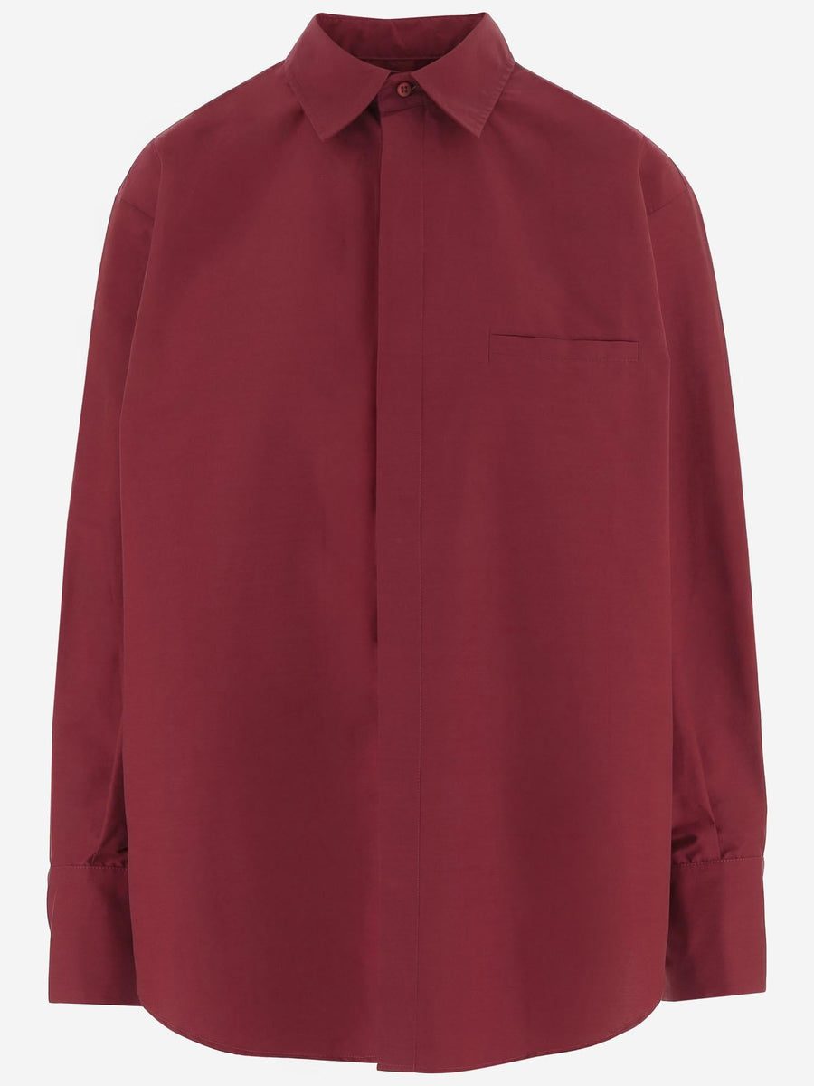 Shirt With Ruffled Back Red Cotton