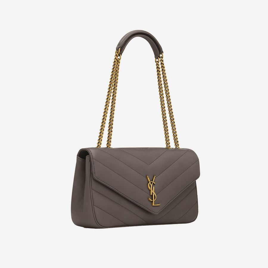 Loulou Media Bag Brown Lambskin Leather Shoulder