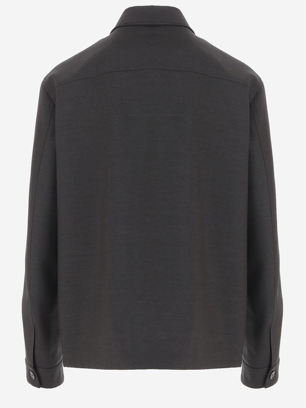 Wool Jacket With Four Pockets Black