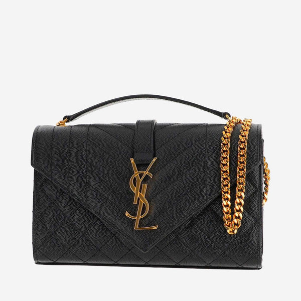 Small Leather Monogram Envelope Bag Black Calfskin Shoulder