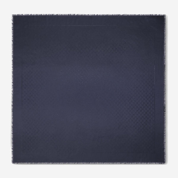 Wool And Silk Gg Lamé Shawl Navy Scarf