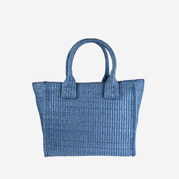 Shopping Bag Raffia Light Blue Polypropylene Shoulder