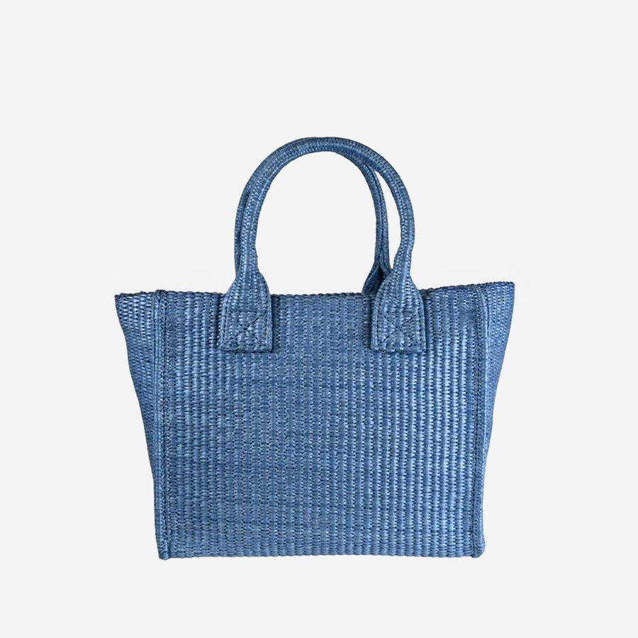 Shopping Bag Raffia Light Blue Polypropylene Shoulder