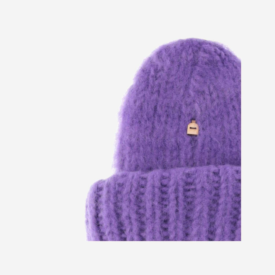 Handmade Wool Beanie Purple Hat