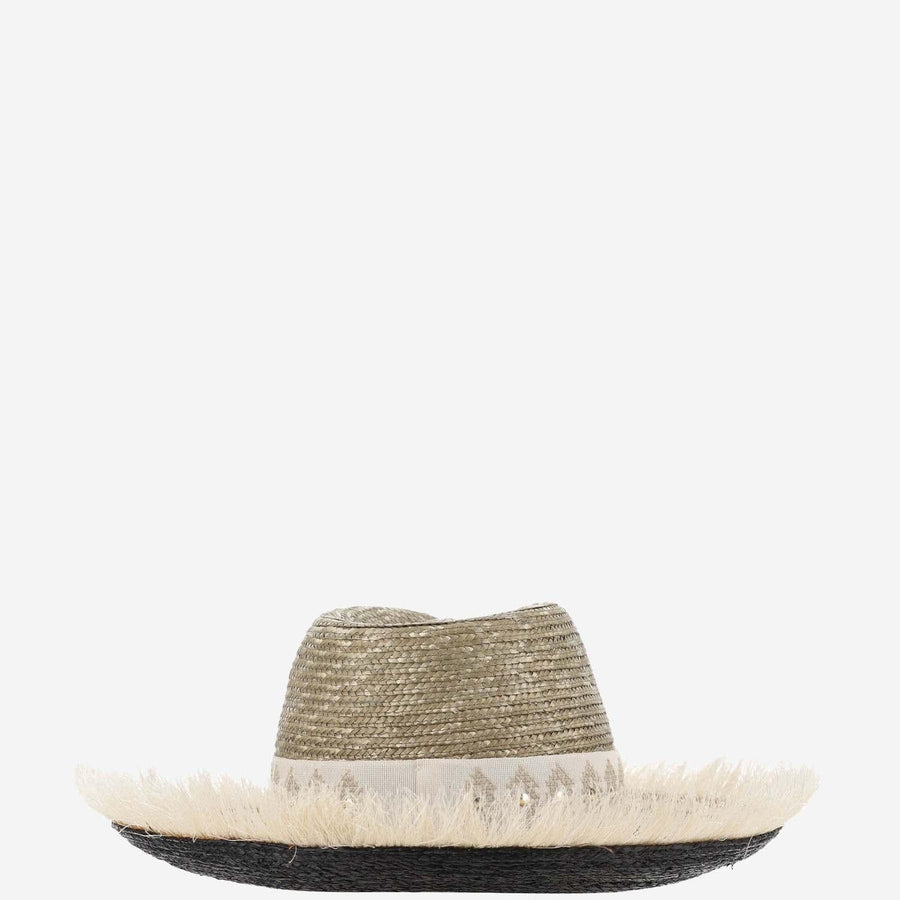 Straw And Viscose Blend Hat With Embroidery