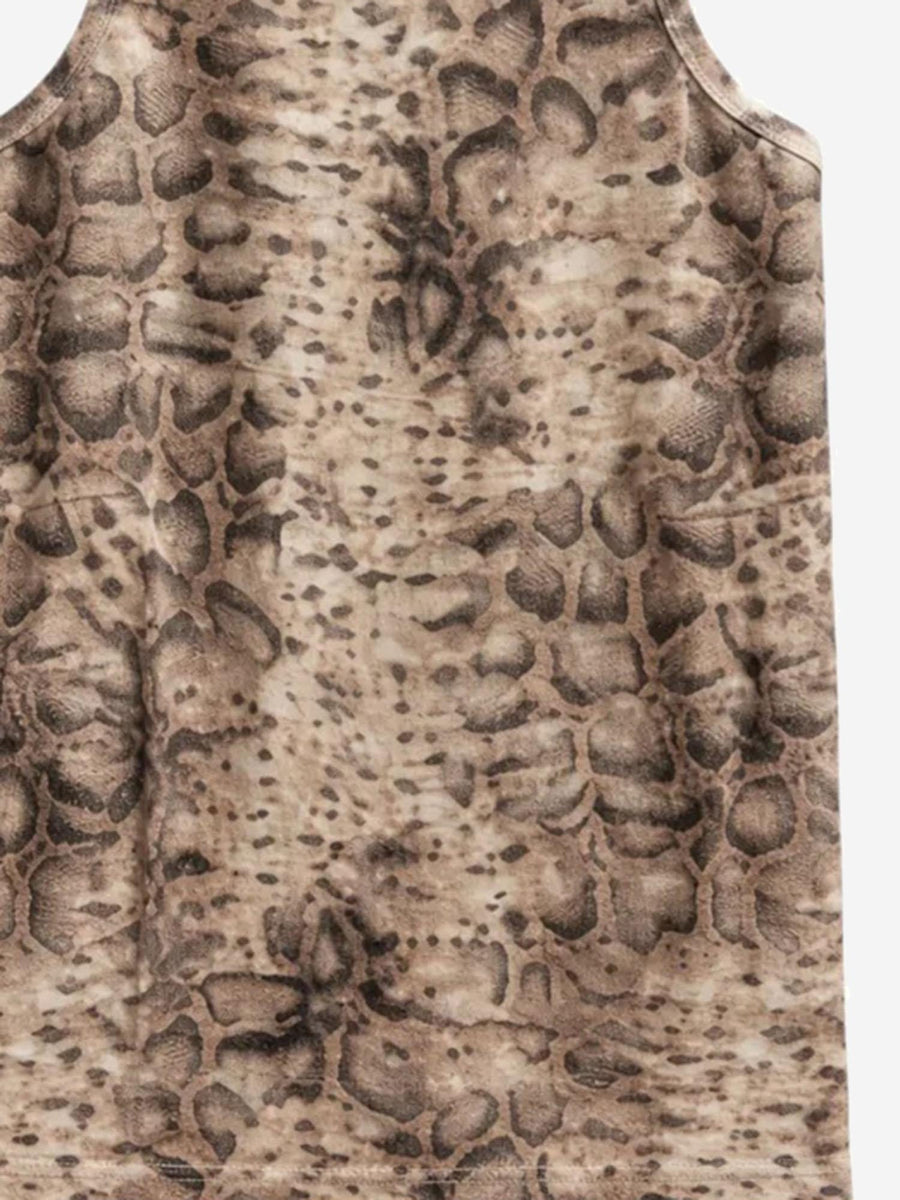 Tank Top Stretch Cotton Beige-Black Beige/black