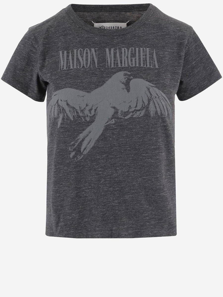 Cotton T-Shirt With Logo, Grey T-shirts & Jerseys