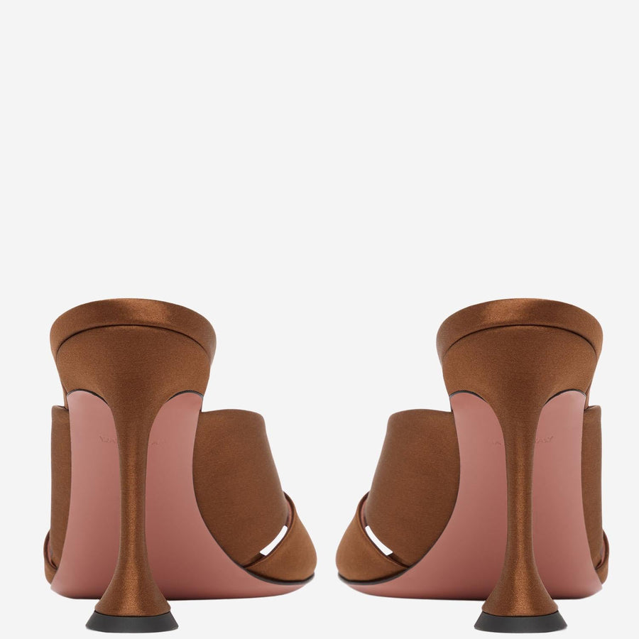 Satin Sandals Salma Brown Silk