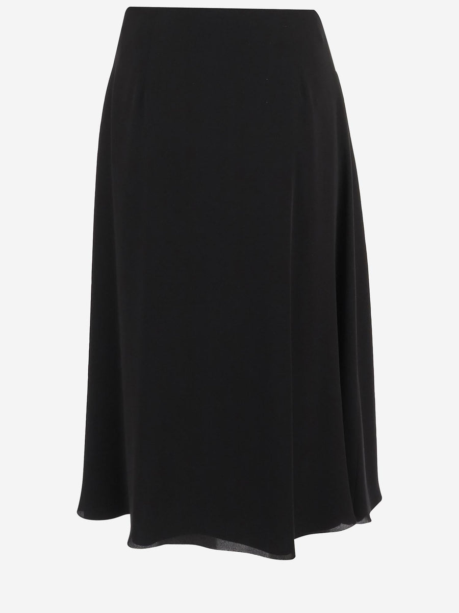 Skirt With Front Slit, Silk Black