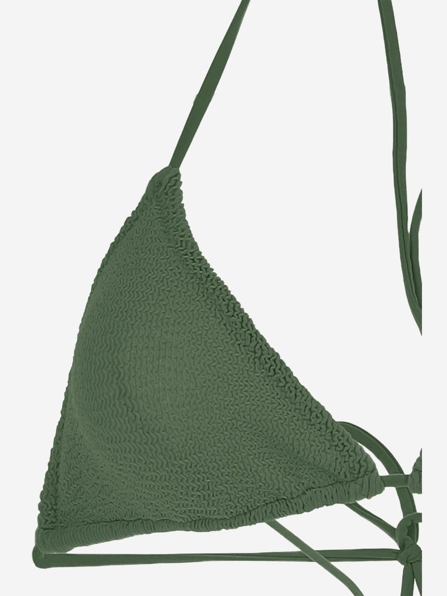 Bikini Top Stretch Nylon Green Polyamide Swimwear