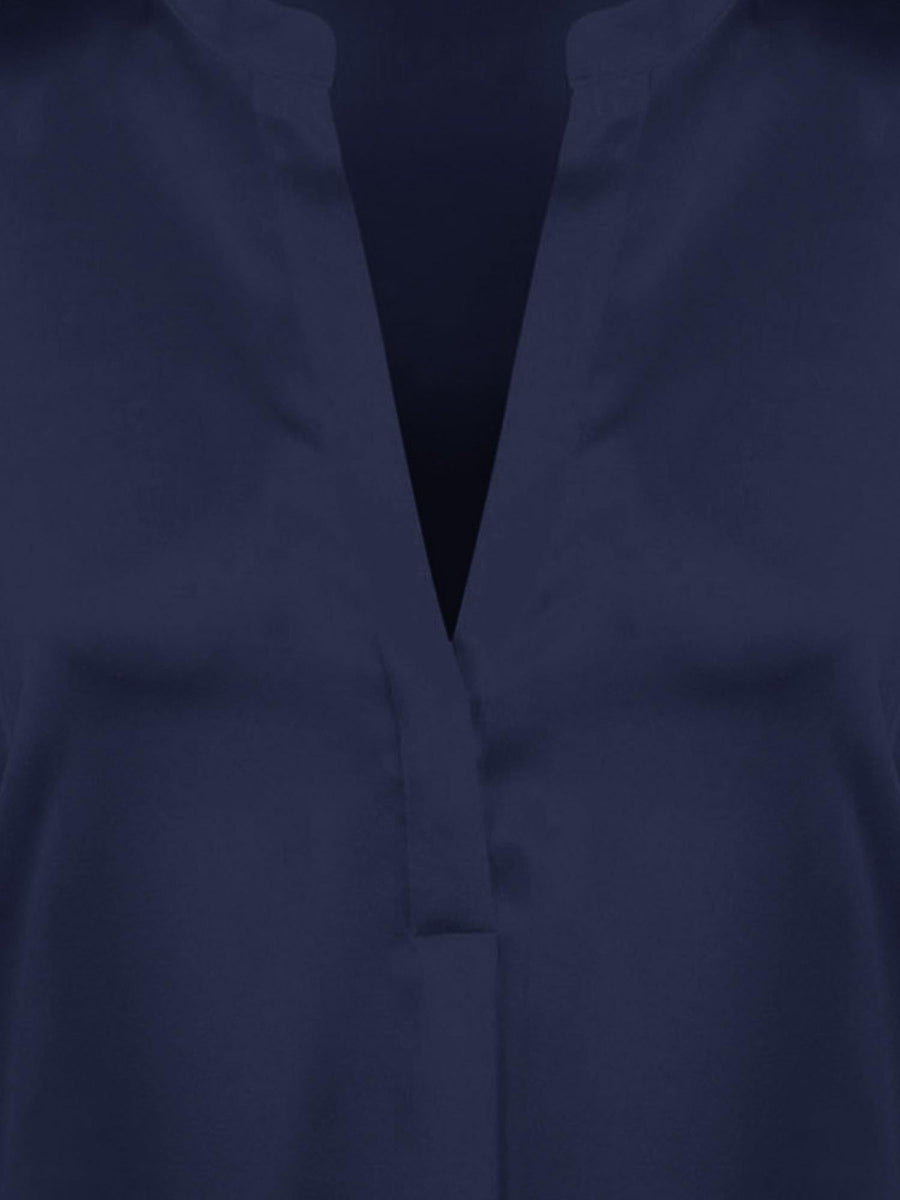 Silk Shirt V-Neck Navy