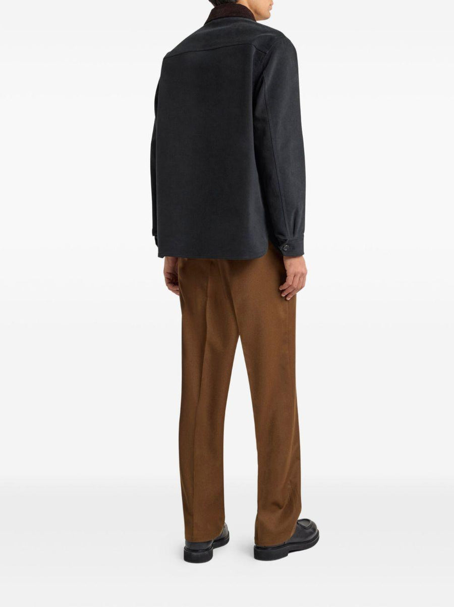 Green Corduroy-Collar Jacket Cotton