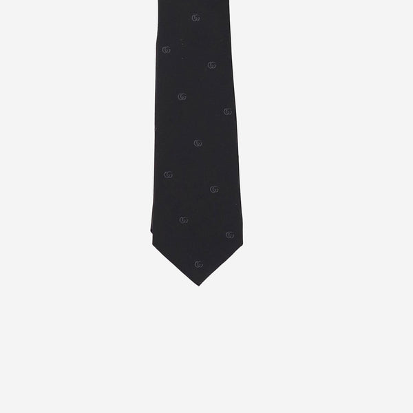 Silk Jacquard Tie Double G Black Ties & Bow